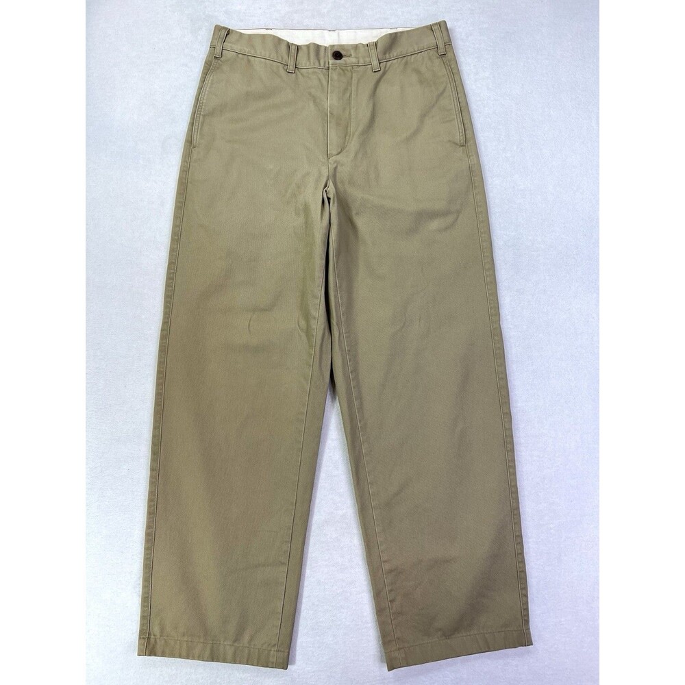 Uniqlo Straight Chino Trousers Relaxed Fit Pants Cotton Mens 32x30 Brown 479424